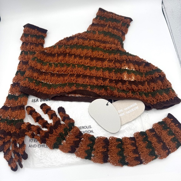 NWT Isa Boulder Knit Lacy Neck-warmer and Sleeves Gloves Handmade - Picture 7 of 15